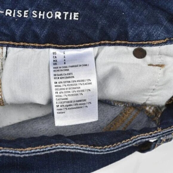 American Eagle Hi-Rise Shortie Jean Shorts Denim Dark Wash Size 4 - Picture 6 of 6